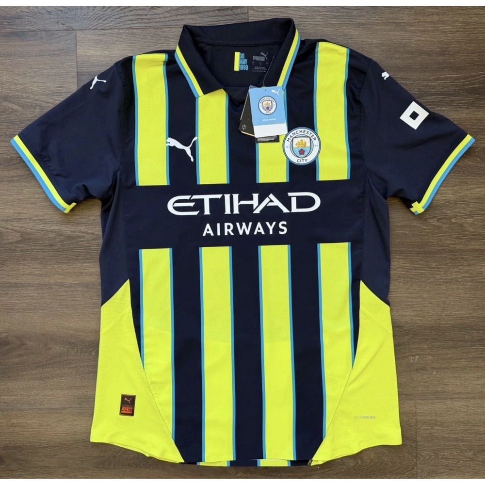 Men Small Manchester City FC 24/25 Away Puma Authentic Ultraweave Soccer Jersey